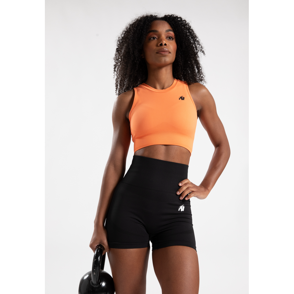 Olivia naadloze crop top - oranje