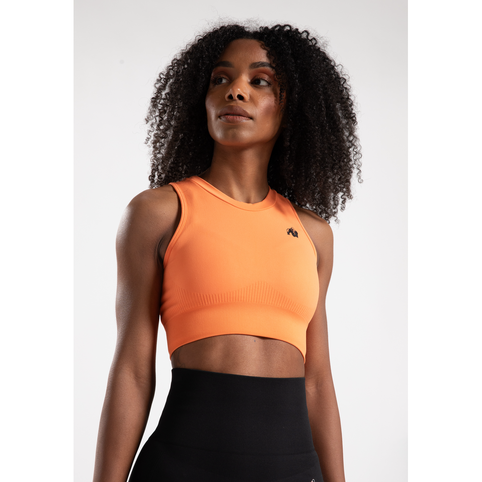 Olivia naadloze crop top - oranje