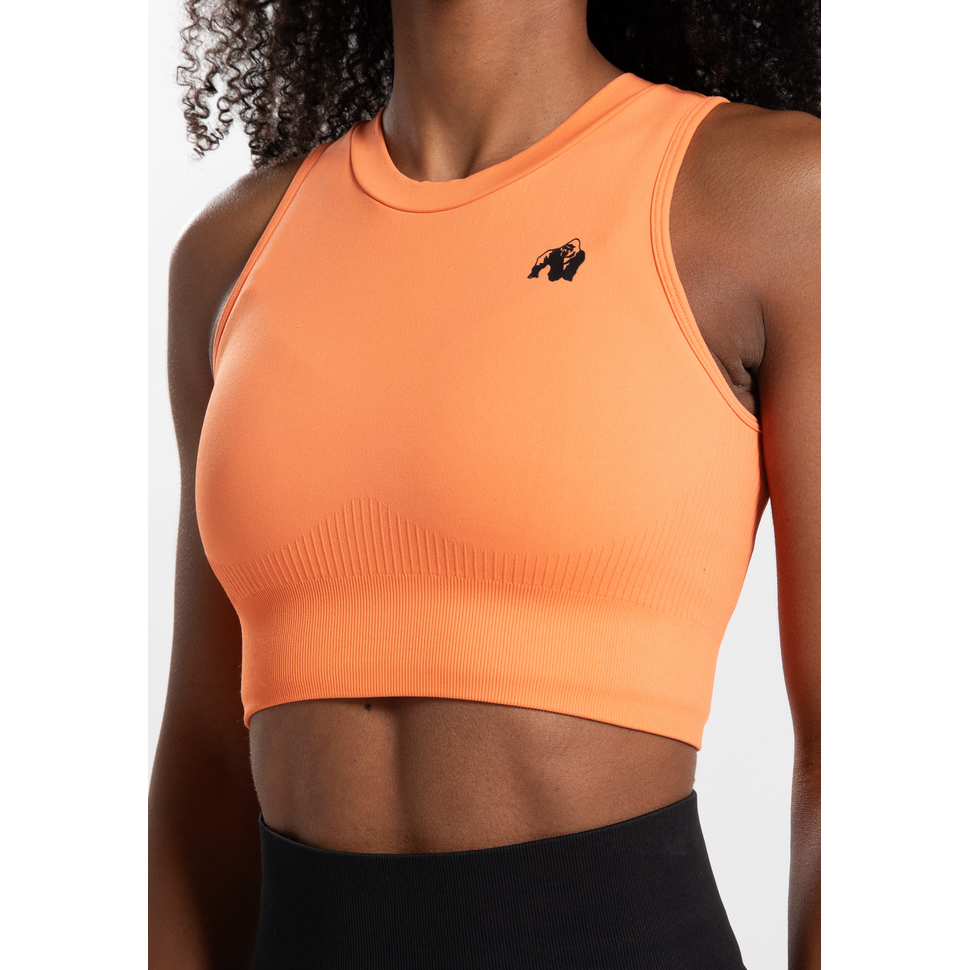 Olivia naadloze crop top - oranje