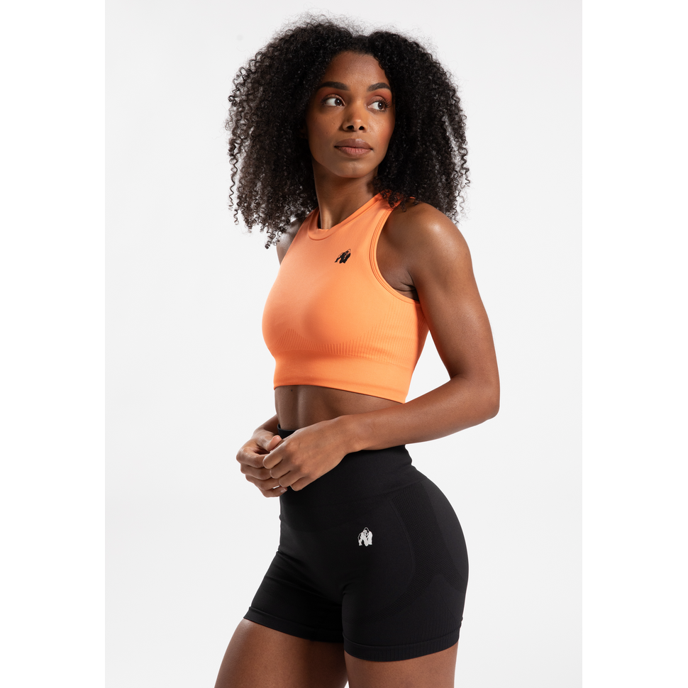 Olivia naadloze crop top - oranje